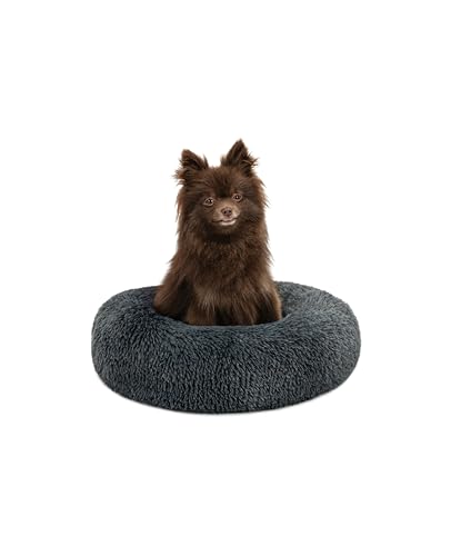 lionto Donutbett für Hunde und Katzen, Flauschiges Hundebett rund für kleine und große Heimtiere,...