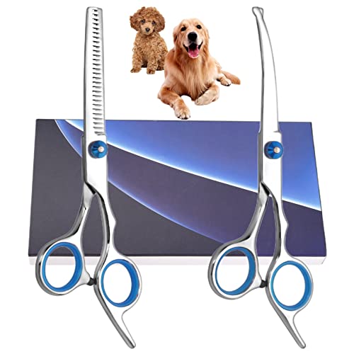 Bubuxy Hunde Scheren, Gebogene Schere Hund Fellschere Für Hunde, Hund und Katze Sicherheit Runde...