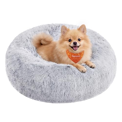 Feandrea Hundebett flauschig, Katzenbett, Donut Kissen, waschbar, Polsterung in der Mitte...