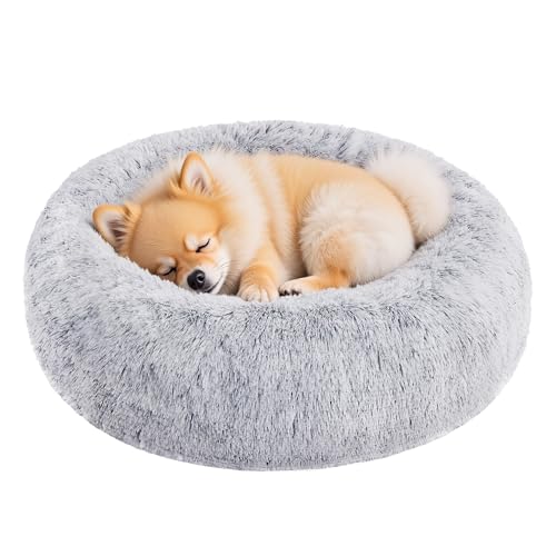 Feandrea Hundebett flauschig, Katzenbett, Donut Kissen, waschbar, Polsterung in der Mitte...